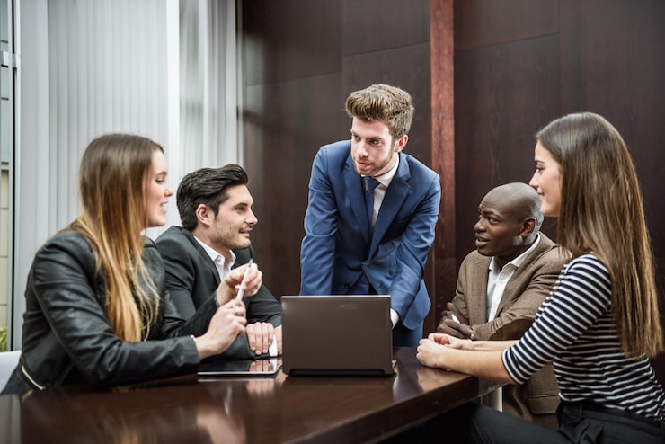 Business professionals collaborating